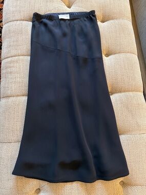 Dusan Navy Bias-Cut Maxi Silk Skirt
